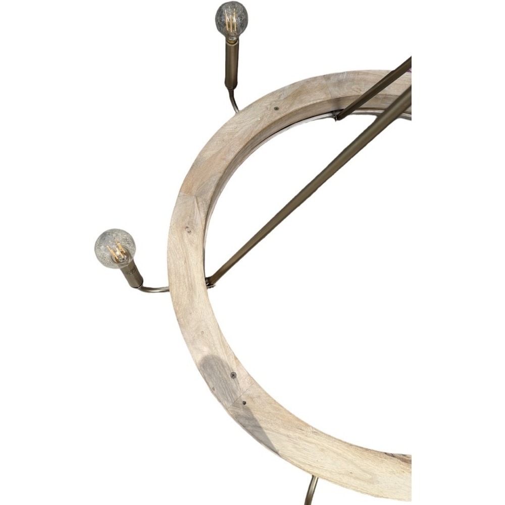 Capital Finn 6-Light Chandelier White Wash Wood Matte Brass Farmhouse Dining - Picture 4 of 10